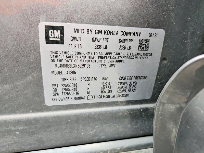 63797856 :رقم المزاد ، KL4MMESLXNB029103 vin ، 2022 Buick Encore Gx مزاد بيع