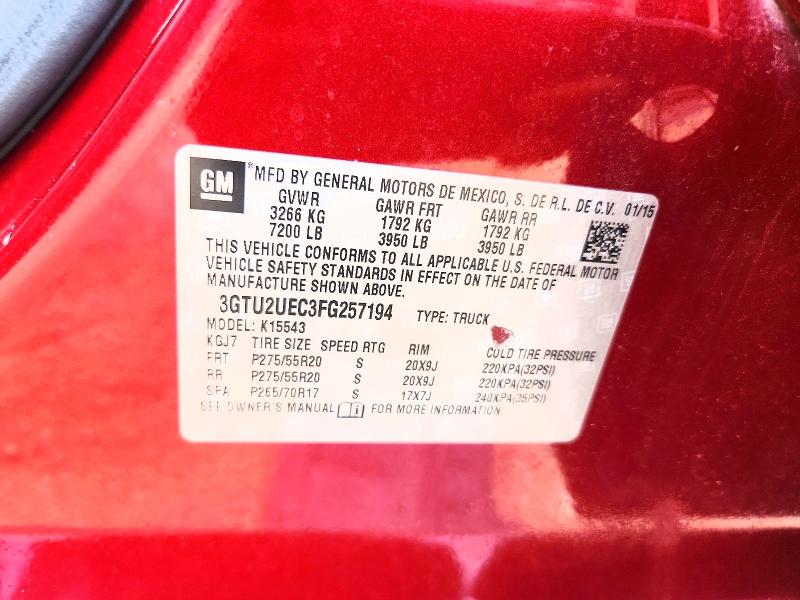 Продаж на аукціоні авто 2015 Gmc Sierra, vin: 3GTU2UEC3FG257194, номер лоту: 65687856