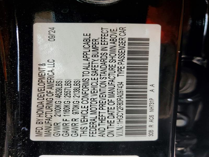 Продажа на аукционе авто 2024 Honda Accord, vin: 1HGCY2F80RA097434, номер лота: 60644406