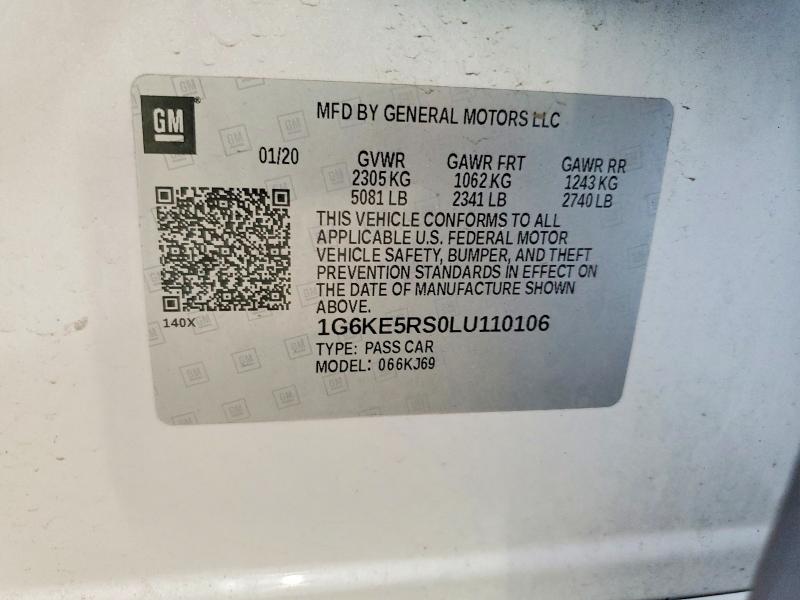66121066 :رقم المزاد ، 1G6KE5RS0LU110106 vin ، 2020 Cadillac Ct6 مزاد بيع