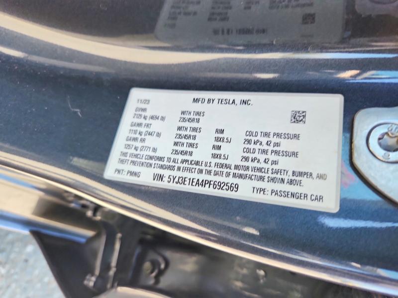 Aukcja sprzedaży 2023 Tesla Model 3, vin: 5YJ3E1EA4PF692569, numer aukcji: 65860266