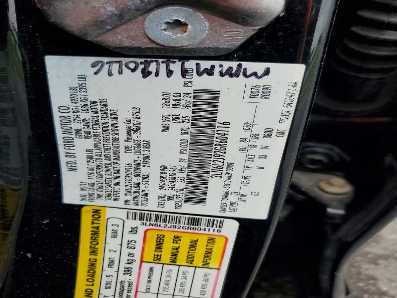 Продаж на аукціоні авто 2016 Lincoln Mkz, vin: 3LN6L2J92GR604116, номер лоту: 66425396