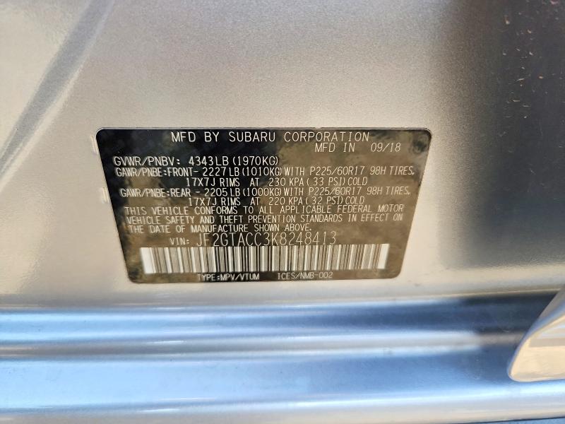 Продажа на аукционе авто 2019 Subaru Crosstrek, vin: JF2GTACC3K8248413, номер лота: 66649876