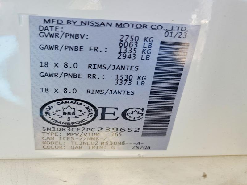 Aukcja sprzedaży 2023 Nissan Pathfinder, vin: 5N1DR3CE2PC239652, numer aukcji: 64091116