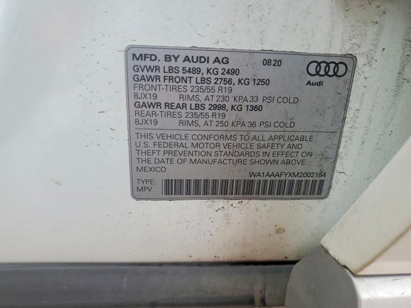 Aukcja sprzedaży 2021 Audi Q5, vin: WA1AAAFYXM2002184, numer aukcji: 64368236