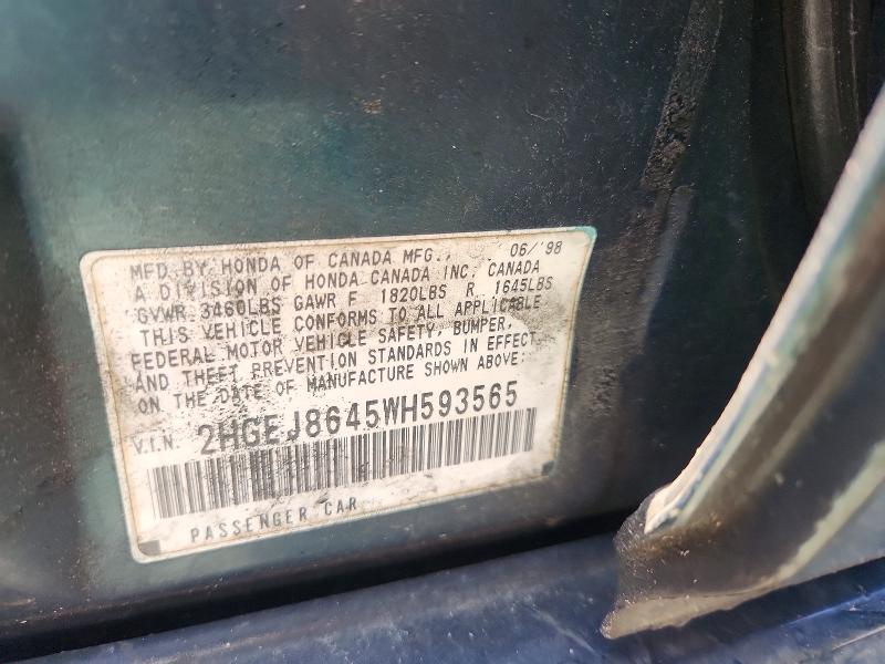 Продаж на аукціоні авто 1998 Honda Civic, vin: 2HGEJ8645WH593565, номер лоту: 62689866
