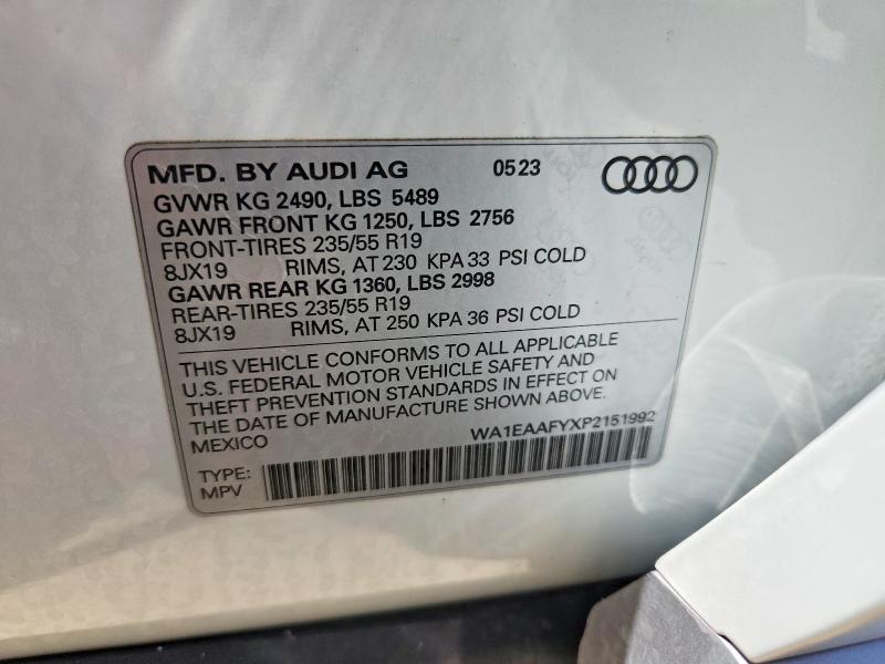 63925846 :رقم المزاد ، WA1EAAFYXP2151992 vin ، 2023 Audi Q5 مزاد بيع