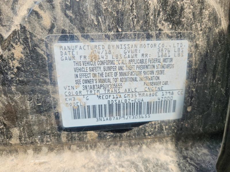 2018 Nissan Sentra მანქანა იყიდება აუქციონზე, vin: 3N1AB7AP9JY305655, აუქციონის ნომერი: 66949076