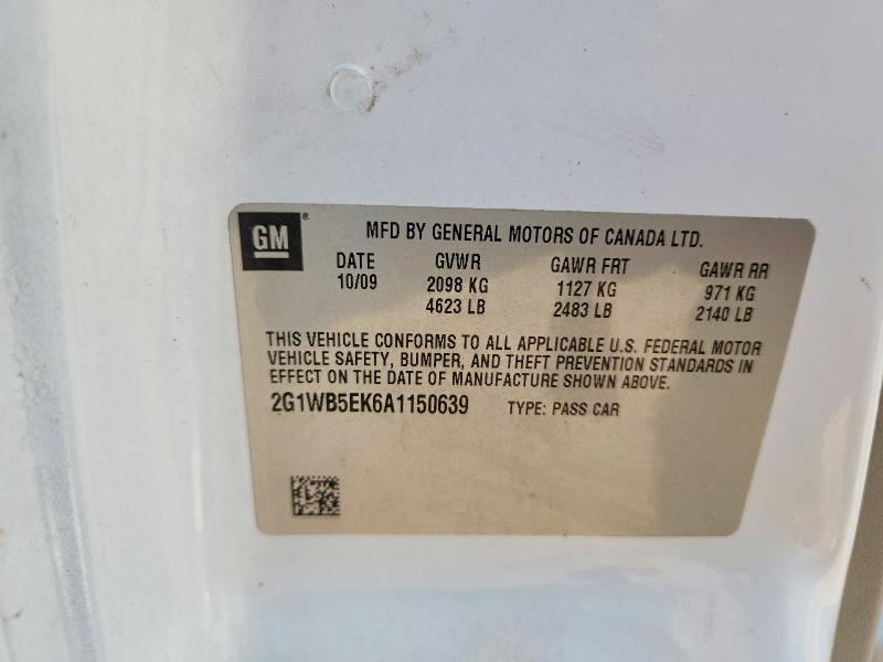 2010 Chevrolet Impala მანქანა იყიდება აუქციონზე, vin: 2G1WB5EK6A1150639, აუქციონის ნომერი: 66581466