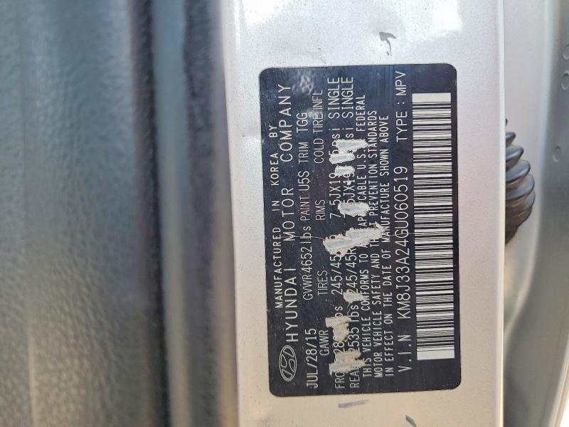 2016 Hyundai Tucson მანქანა იყიდება აუქციონზე, vin: KM8J33A24GU060519, აუქციონის ნომერი: 66505396