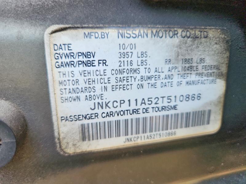 62480826 :رقم المزاد ، JNKCP11A52T510866 vin ، 2002 Infiniti G20 مزاد بيع
