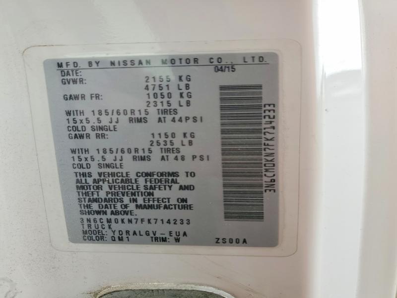 66956466 :رقم المزاد ، 3N6CM0KN7FK714233 vin ، 2015 Nissan Nv200 مزاد بيع