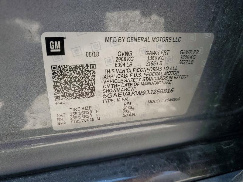 Aukcja sprzedaży 2018 Buick Enclave, vin: 5GAEVAKW9JJ268816, numer aukcji: 63722516