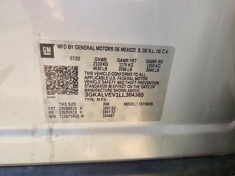 Aukcja sprzedaży 2020 Gmc Terrain, vin: 3GKALVEV1LL304365, numer aukcji: 63806376