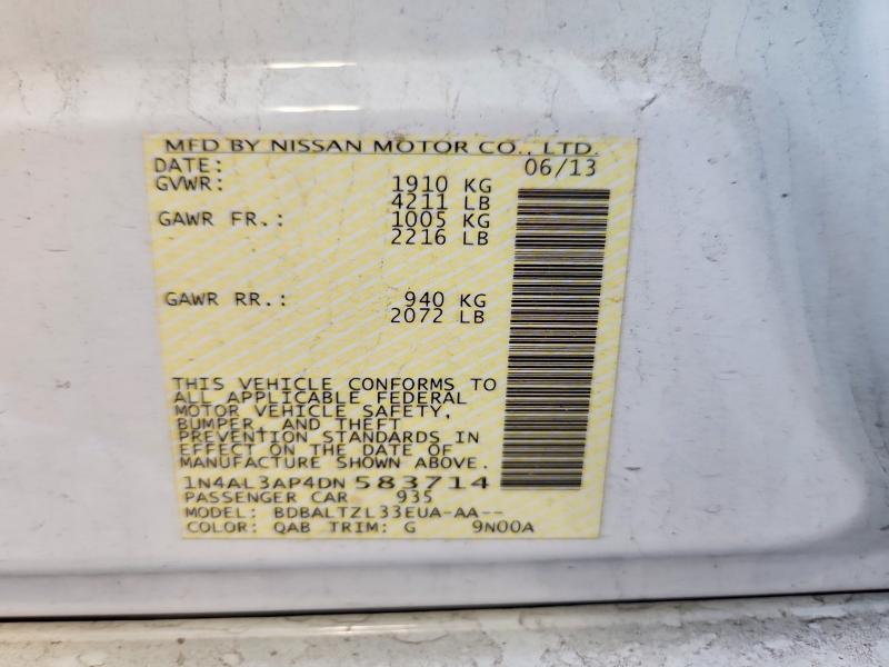 Продаж на аукціоні авто 2013 Nissan Altima, vin: 1N4AL3AP4DN583714, номер лоту: 63918126