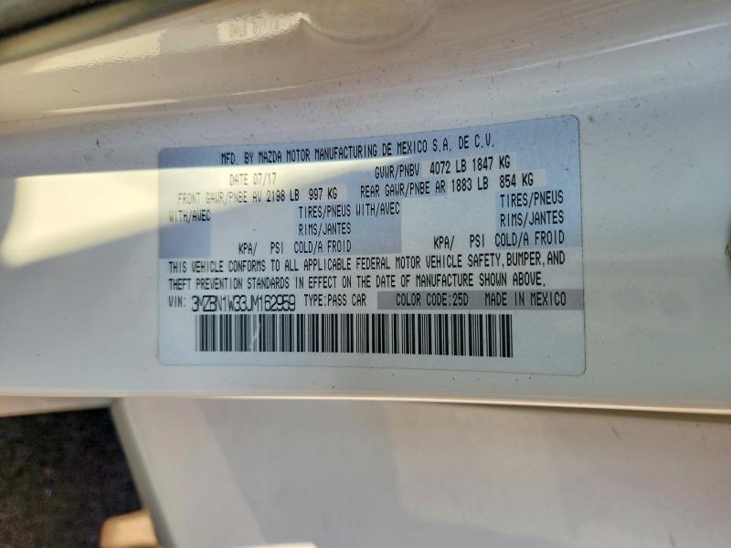 Aukcja sprzedaży 2018 Mazda 3, vin: 3MZBN1W33JM162959, numer aukcji: 63555126