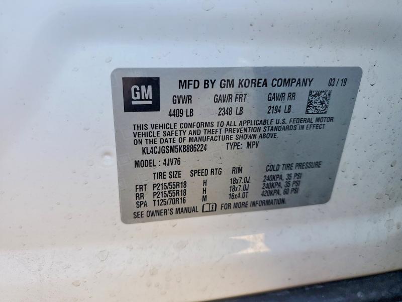 Aukcja sprzedaży 2019 Buick Encore, vin: KL4CJGSM5KB886224, numer aukcji: 66513426