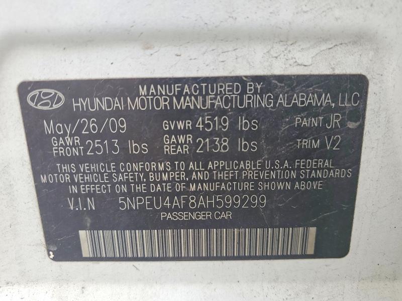 Aukcja sprzedaży 2010 Hyundai Sonata, vin: 5NPEU4AF8AH599299, numer aukcji: 63865666