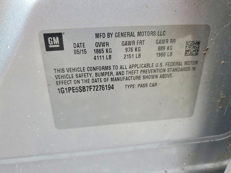 65278096 :رقم المزاد ، 1G1PE5SB7F7276194 vin ، 2015 Chevrolet Cruze مزاد بيع
