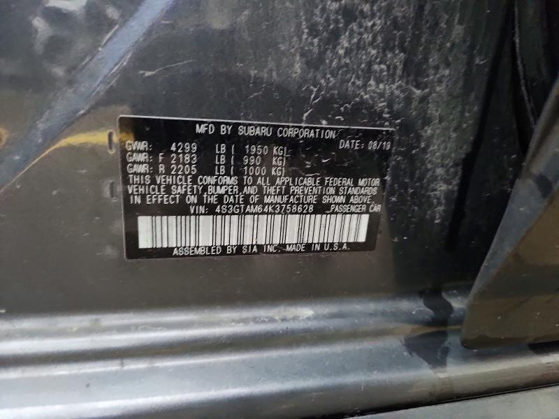 Продаж на аукціоні авто 2019 Subaru Impreza, vin: 4S3GTAM64K3758628, номер лоту: 64027616