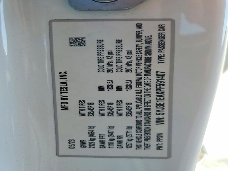 Aukcja sprzedaży 2023 Tesla Model 3, vin: 5YJ3E1EAXPF591407, numer aukcji: 64301796