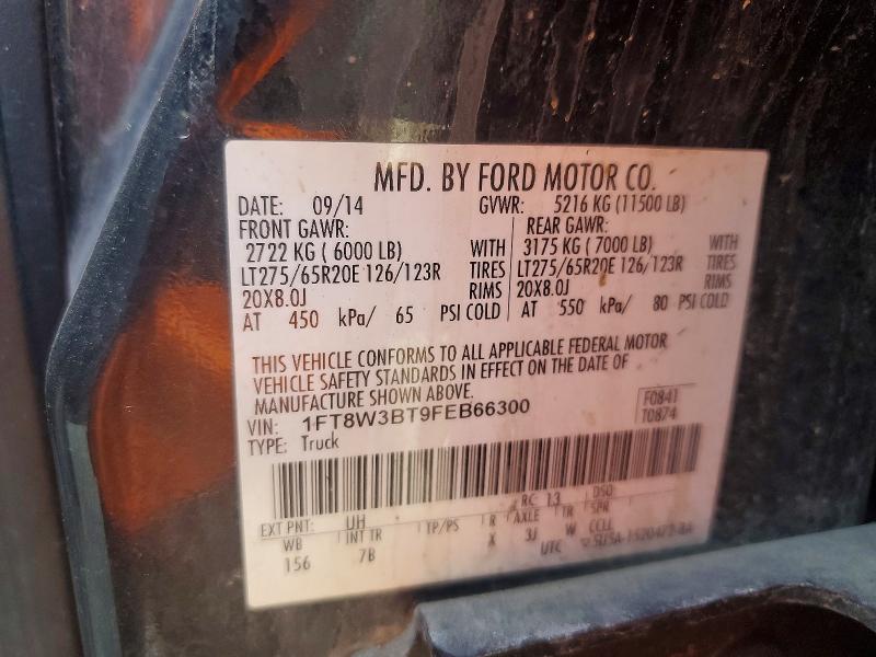 66074916 :رقم المزاد ، 1FT8W3BT9FEB66300 vin ، 2015 Ford F350 مزاد بيع