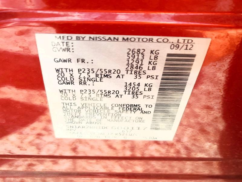 Продажа на аукционе авто 2013 Nissan Pathfinder, vin: 5N1AR2MN1DC600117, номер лота: 63413886