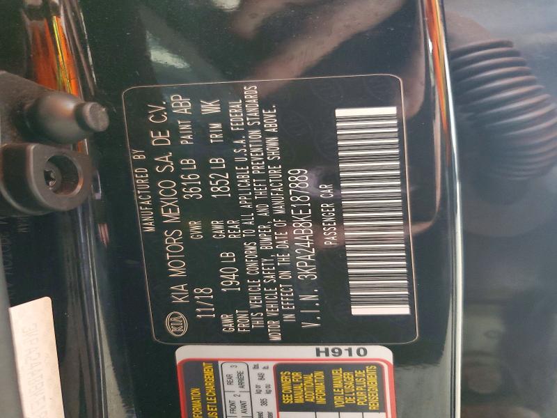 Aukcja sprzedaży 2019 Kia Rio, vin: 3KPA24AB8KE187889, numer aukcji: 66093646