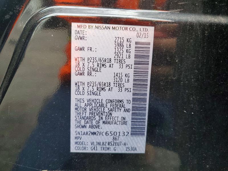 Aukcja sprzedaży 2015 Nissan Pathfinder, vin: 5N1AR2MM2FC650132, numer aukcji: 66060696