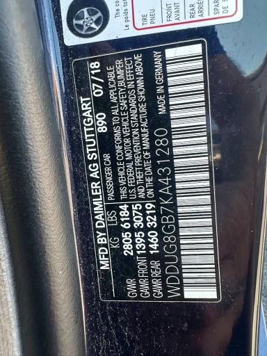 Aukcja sprzedaży 2019 Mercedes-benz S, vin: WDDUG8GB7KA431280, numer aukcji: 62123176