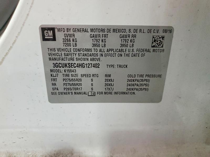 Продаж на аукціоні авто 2017 Chevrolet Silverado, vin: 3GCUKSEC4HG127402, номер лоту: 66964176