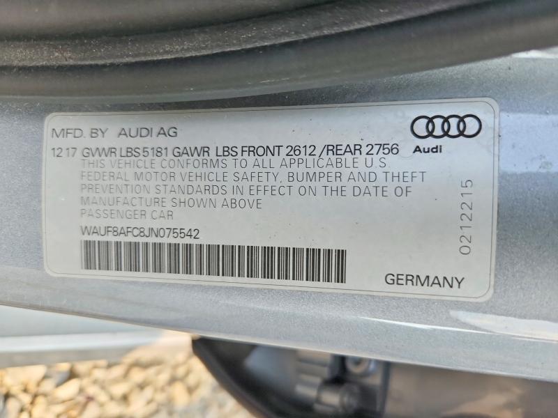 2018 Audi A6 მანქანა იყიდება აუქციონზე, vin: WAUF8AFC8JN075542, აუქციონის ნომერი: 64368776