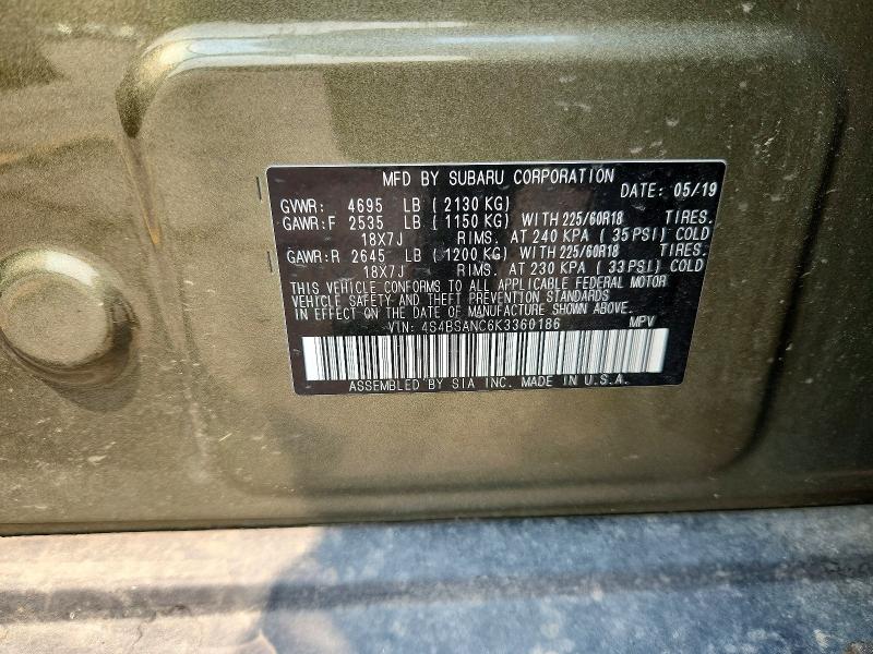 Продажа на аукционе авто 2019 Subaru Outback, vin: 4S4BSANC6K3360186, номер лота: 63730006