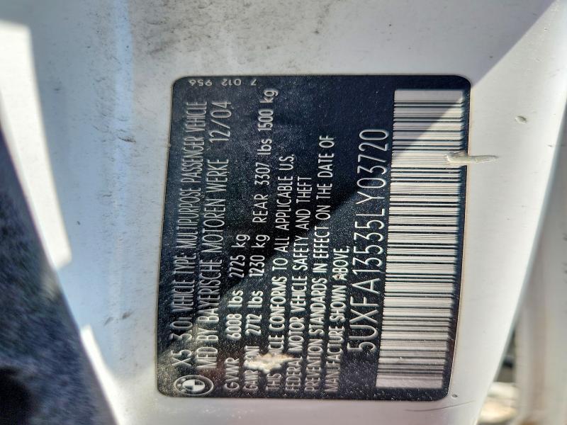 64074976 :رقم المزاد ، 5UXFA13535LY03720 vin ، 2005 Bmw X5 مزاد بيع