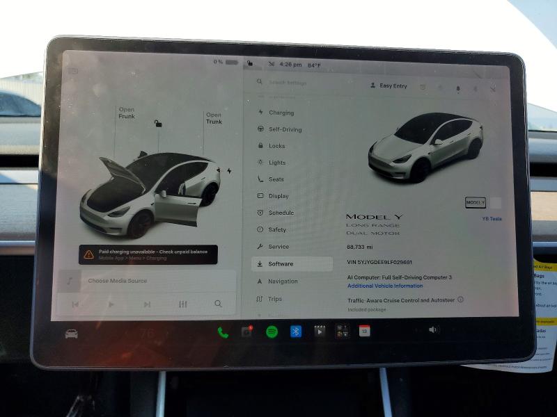 Продажа на аукционе авто 2020 Tesla Model Y, vin: 5YJYGDEE9LF029691, номер лота: 65157936