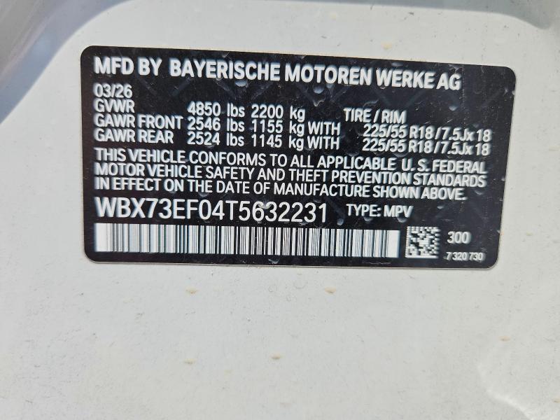 2026 Bmw X1 მანქანა იყიდება აუქციონზე, vin: WBX73EF04T5632231, აუქციონის ნომერი: 62115496