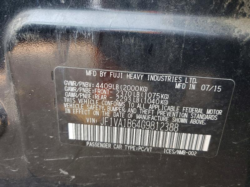 Продажа на аукционе авто 2016 Subaru Wrx, vin: JF1VA1B64G9812388, номер лота: 63929426