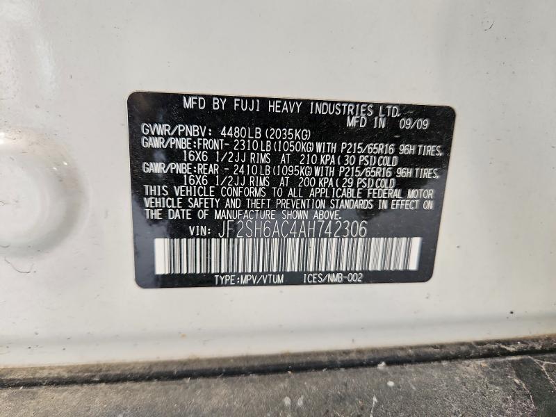 63894996 :رقم المزاد ، JF2SH6AC4AH742306 vin ، 2010 Subaru Forester مزاد بيع