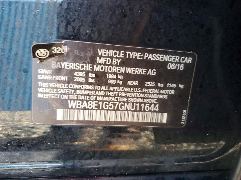 Aukcja sprzedaży 2016 Bmw 320, vin: WBA8E1G57GNU11644, numer aukcji: 63422996