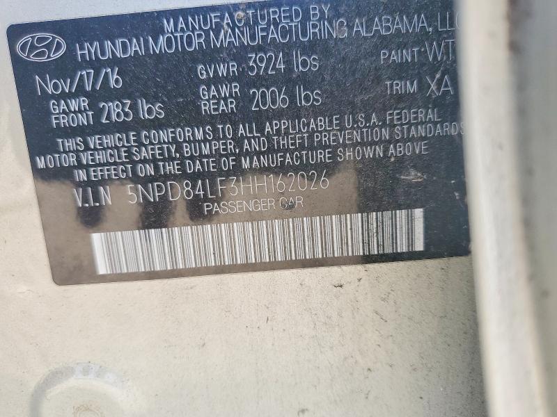 2017 Hyundai Elantra მანქანა იყიდება აუქციონზე, vin: 5NPD84LF3HH162026, აუქციონის ნომერი: 65039976