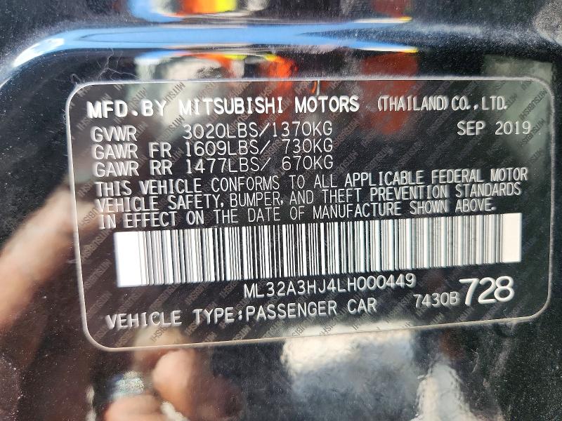 Aukcja sprzedaży 2020 Mitsubishi Mirage, vin: ML32A3HJ4LH000449, numer aukcji: 63205566