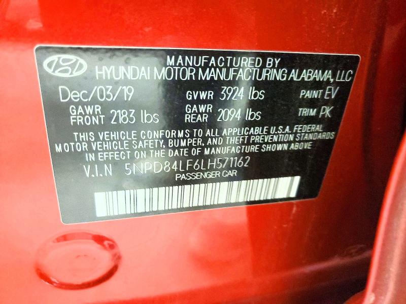 2020 Hyundai Elantra მანქანა იყიდება აუქციონზე, vin: 5NPD84LF6LH571162, აუქციონის ნომერი: 65107876