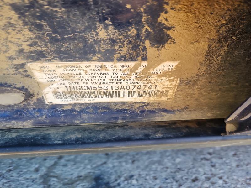Продажа на аукционе авто 2003 Honda Accord, vin: 1HGCM55313A074741, номер лота: 63520226