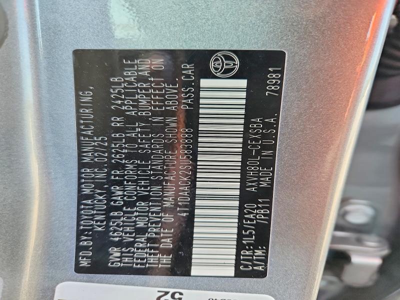 Aukcja sprzedaży 2025 Toyota Camry, vin: 4T1DAACK2SU583888, numer aukcji: 64004406