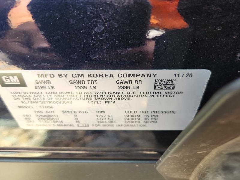 65027396 :رقم المزاد ، KL79MPS21MB093640 vin ، 2021 Chevrolet Trailblazer مزاد بيع