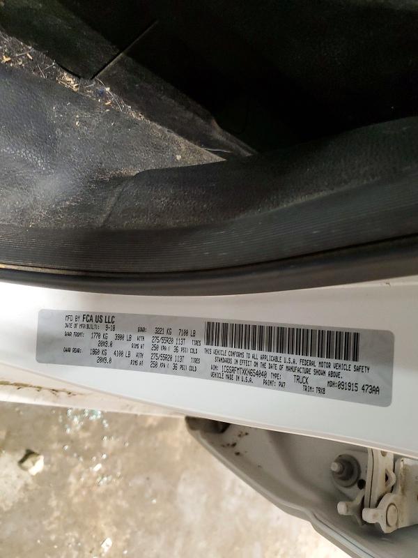 Aukcja sprzedaży 2019 Ram 1500, vin: 1C6SRFMTXKN654040, numer aukcji: 65569466