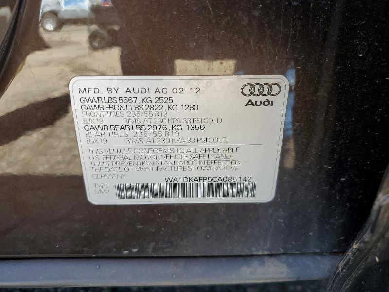 Продаж на аукціоні авто 2012 Audi Q5, vin: WA1DKAFP5CA085142, номер лоту: 65665676