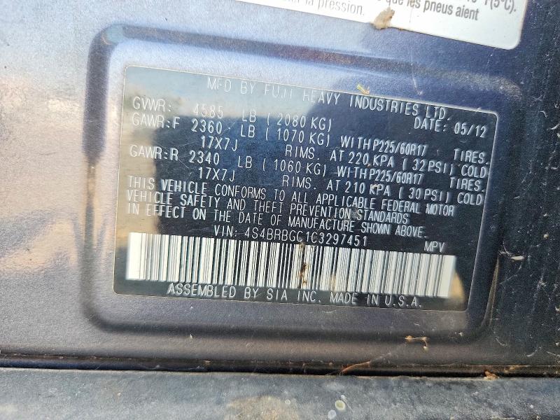 Aukcja sprzedaży 2012 Subaru Outback, vin: 4S4BRBGC1C3297451, numer aukcji: 64517806