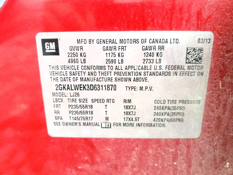 Продажа на аукционе авто 2013 Gmc Terrain, vin: 2GKALWEK3D6311870, номер лота: 64272006