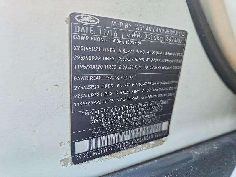 Aukcja sprzedaży 2017 Land Rover Range Rover Sport, vin: SALWZ2FE9HA129352, numer aukcji: 65080526